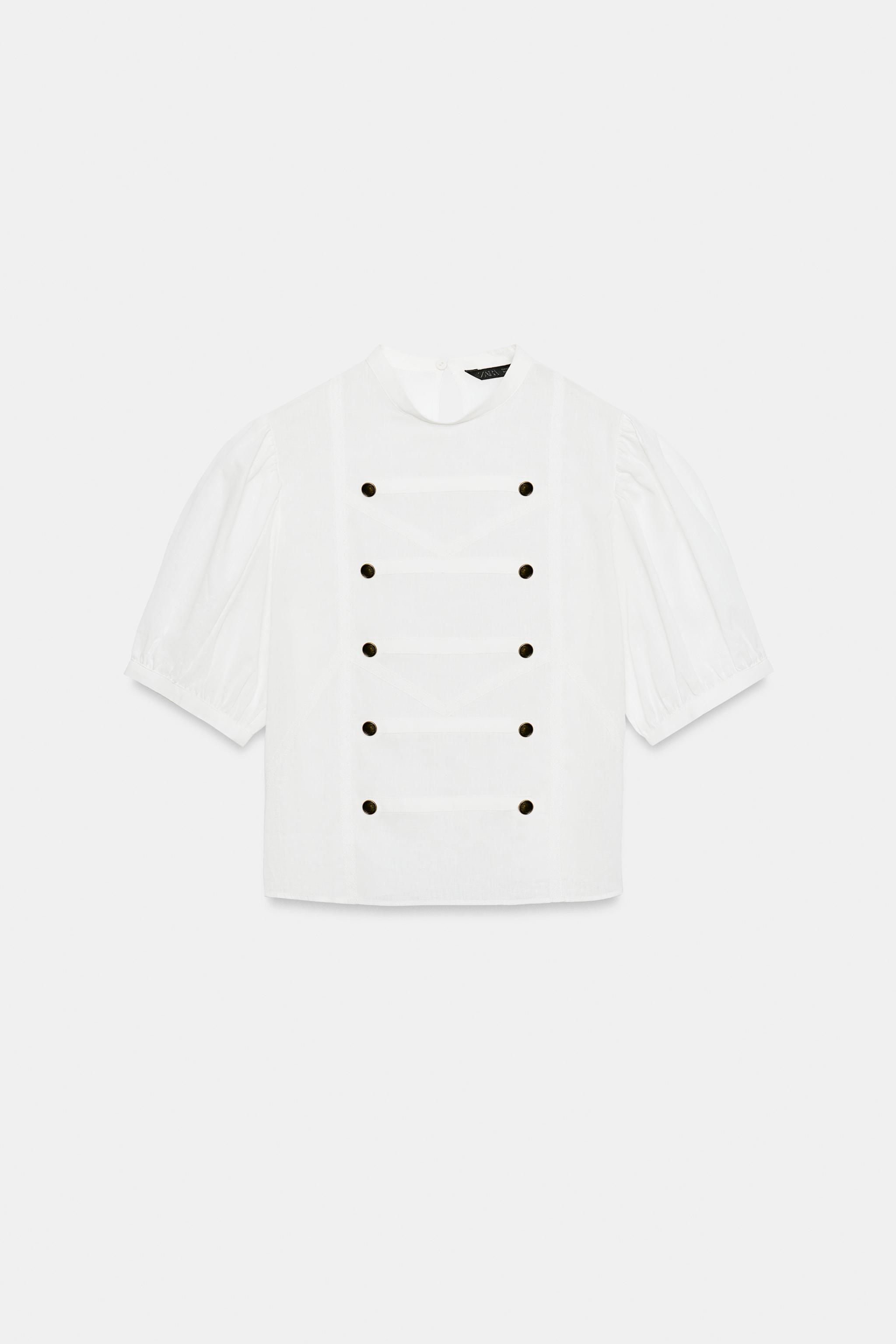 PUFF SLEEVE FIREMAN CLASP SHIRT